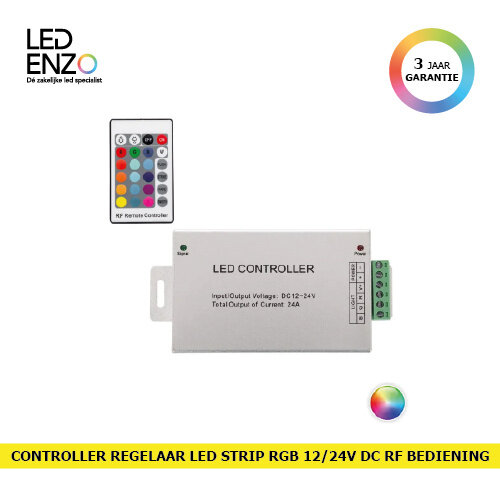 Controller Regelaar LED Strip RGB 12/24V DC met RF-Afstandsbediening 24A High Power 