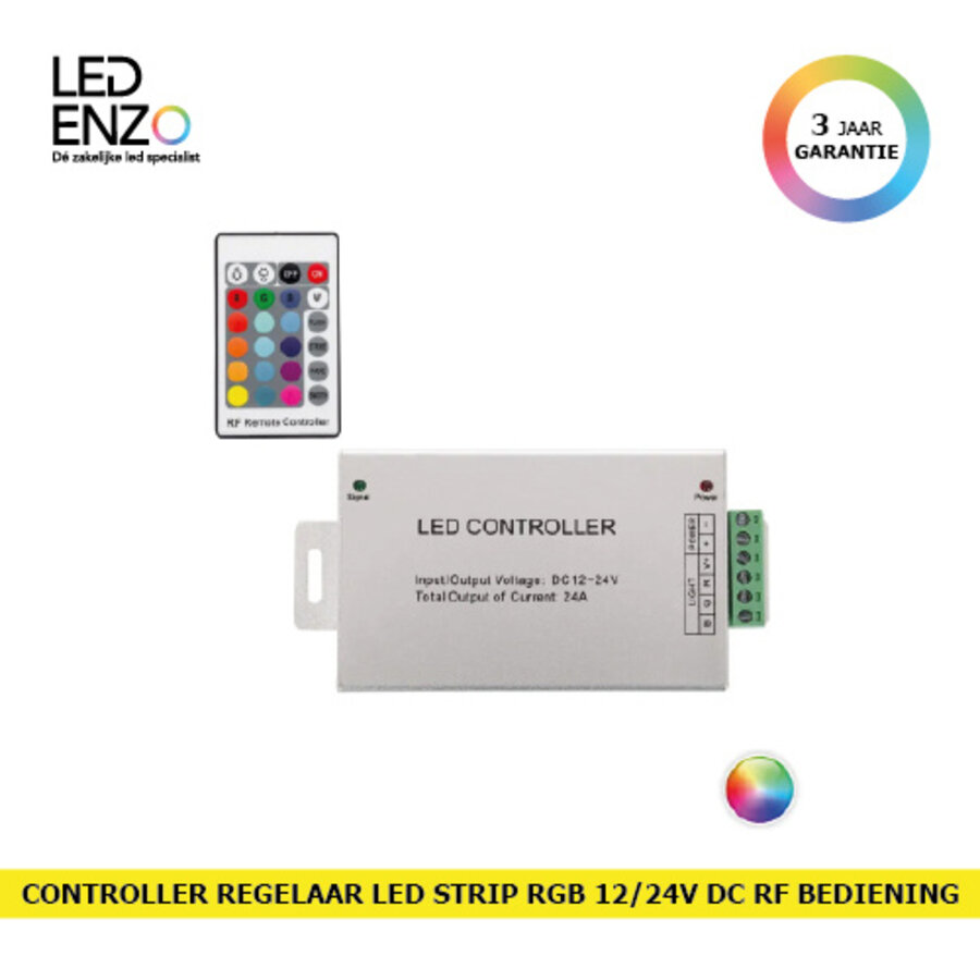 Controller Regelaar LED Strip RGB 12/24V DC met RF-Afstandsbediening 24A High Power-1