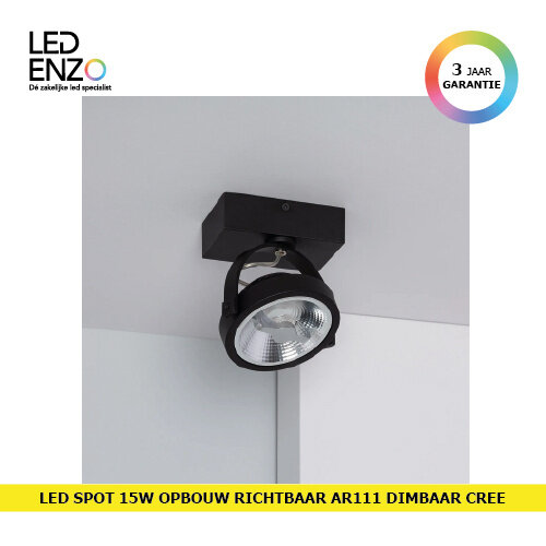 LED Spot Richtbaar AR111 15W Black dimbaar Cree 