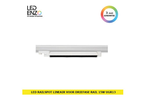 Rail Spot LED Driefase Lineair 15W Wit UGR13 