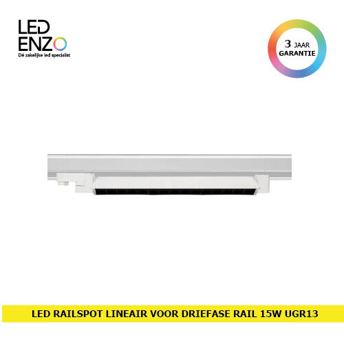 Rail Spot LED Driefase Lineair 15W Wit UGR13 