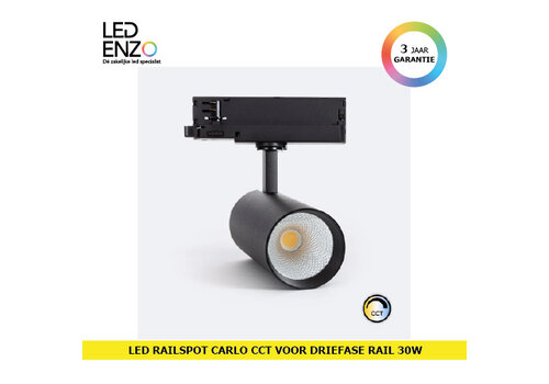 Rail Spot LED Driefase Carlo 30W Zwart CCT 