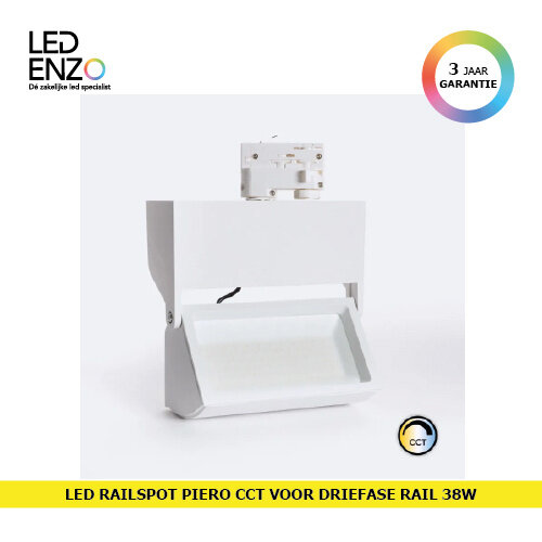 Rail Spot LED Driefase Piero 38W Wit CCT 