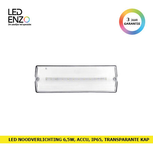 LED Galerij Portiek Noodverlichting 6,5 Watt met Autotest, Accu, 420Lm 