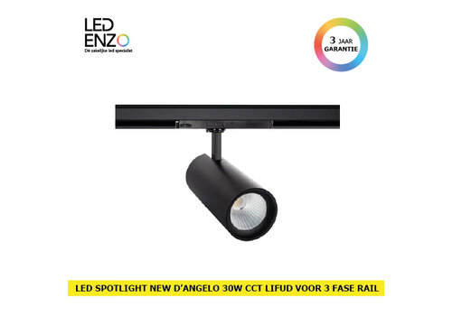 Rail Spot LED Driefase New d'Angelo 30W Zwart CCT LIFUD 