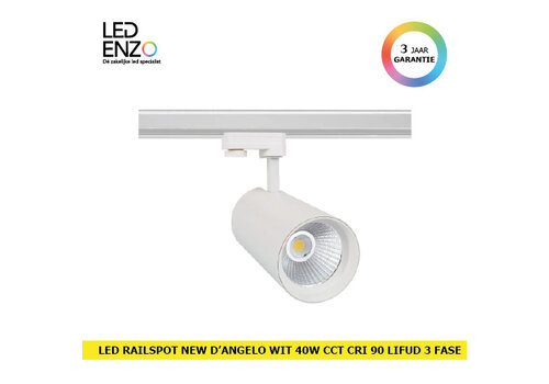 Rail Spot LED Driefase New d'Angelo 40W Wit CCT CRI90 Lifud 