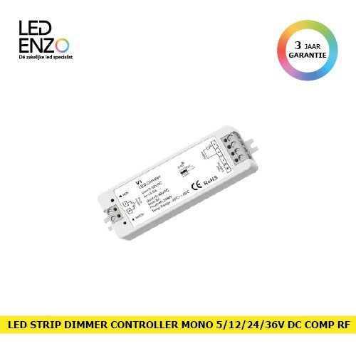 LED Strip Dimmer Controller Monocolor 5/12/24/36V DC compatibel met RF en drukknop controller 