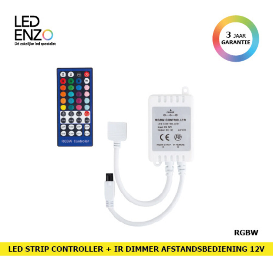 LED Strip Controller + IR dimmer afstandsbediening met 40 knoppen RGBW 12-24V-1