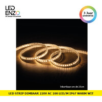 thumb-LED Strip 220V AC 100 LED/m Warm Wit IP67 Op maat om de 25 cm Breedte 14mm-1