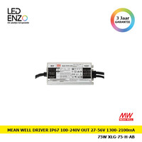Mean Well Driver IP67 100-240V Output 27-56V 1300-2100mA 75W XLG-75-H-AB