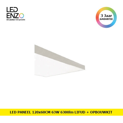LED Panel 120x60 cm 63W 6300lm LIFUD + opbouwkit 
