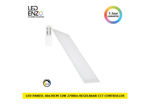 Led paneel 60x30cm 32W 2700lm CCT Regelbaar met Afstandsbediening 