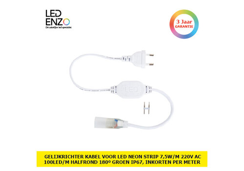 Gelijkrichter kabel Neon LED 7,5 W/m Enkele kleur 220V AC 60 LED/m IP67 Halfrond 180º Op maat om de 100 cm 