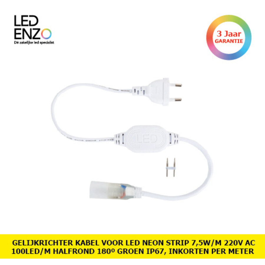 Gelijkrichter kabel Neon LED 7,5 W/m Enkele kleur 220V AC 60 LED/m IP67 Halfrond 180º Op maat om de 100 cm-1