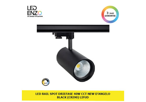 Rail Spot LED Driefase 40W CCT New d'Angelo Black (CRI 90) LIFUD 