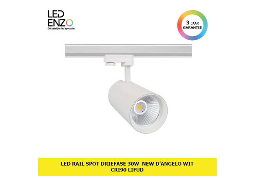 Rail Spot LED Driefase 30W New d'Angelo Wit (CRI 90) LIFUD 