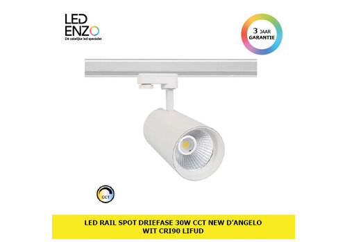 Rail Spot LED Driefase 30W CCT New d'Angelo Wit (CRI 90) LIFUD 