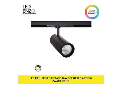 Rail Spot LED Driefase 40W New d'Angelo Zwart (CRI 90) Lifud 