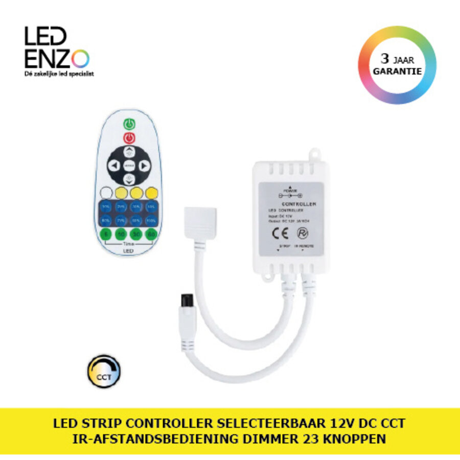 LED Strip Controller Selecteerbare 12V DC CCT , IR-afstandsbediening Dimmer 23 Knoppen-1