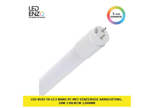 LED Buis T8 G13 120 cm Nano PC met eenzijdige voeding 130lm/W 