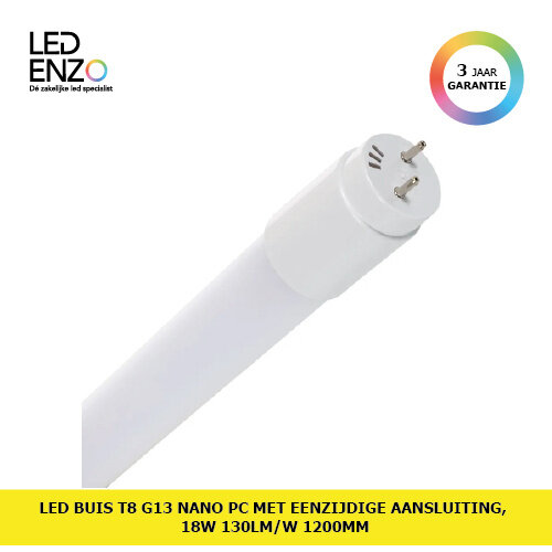 LED Buis T8 G13 120 cm Nano PC met eenzijdige voeding 130lm/W 