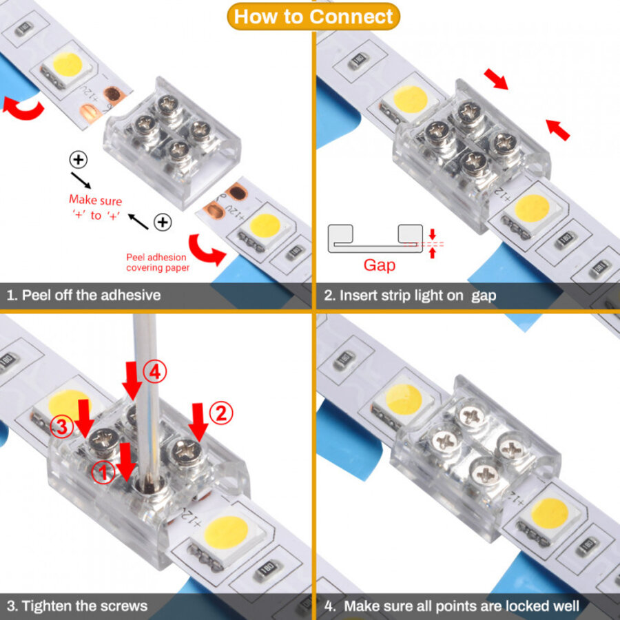 Connector voor LED Strip 12/24V DC 8 OF 10MM-2