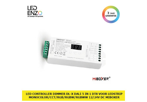 LED Controller Dimmer DL-X DALI 5 in 1 DT8 voor ledstrip Monocolor/ CCT/RGB/RGBW/RGBWW 12/24V DC MiBoxer 