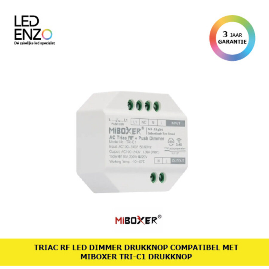 TRIAC RF LED Dimmer Drukknop Compatibel met MiBoxer TRI-C1 drukknop-1