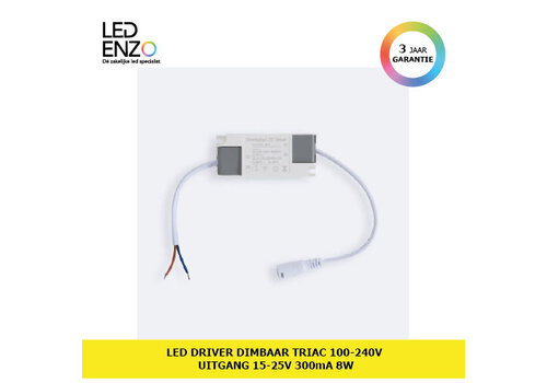 LED Driver 100-220V Uitgang 15-27V 300mA DC 8W Triac dimbaar Jack aansluiting 