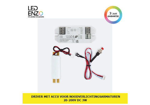 Driver met accu voor noodverlichtingsarmaturen 20-200V DC 3W 