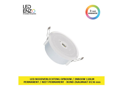 LED Noodverlichting Opbouw /Inbouw 120lm Permanent /Niet Permanent Rond Zaagmaat Ø136 mm 