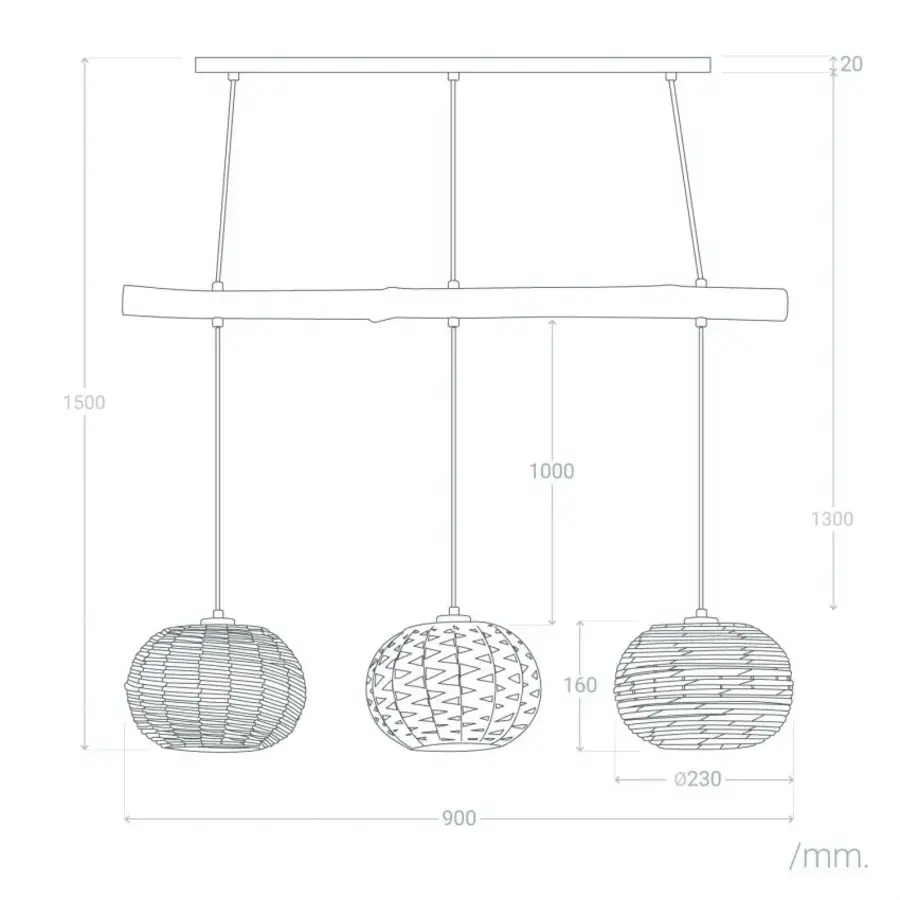 Hanglamp Linfen van Rotan en Hout-10