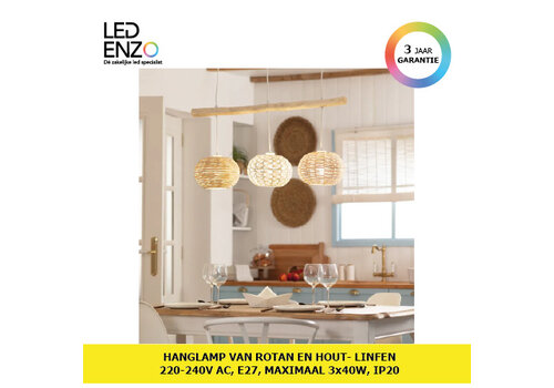 Hanglamp Linfen van Rotan en Hout 