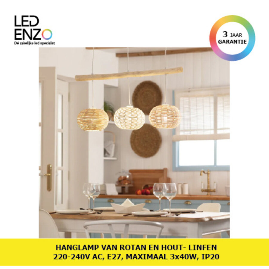 Hanglamp Linfen van Rotan en Hout-1