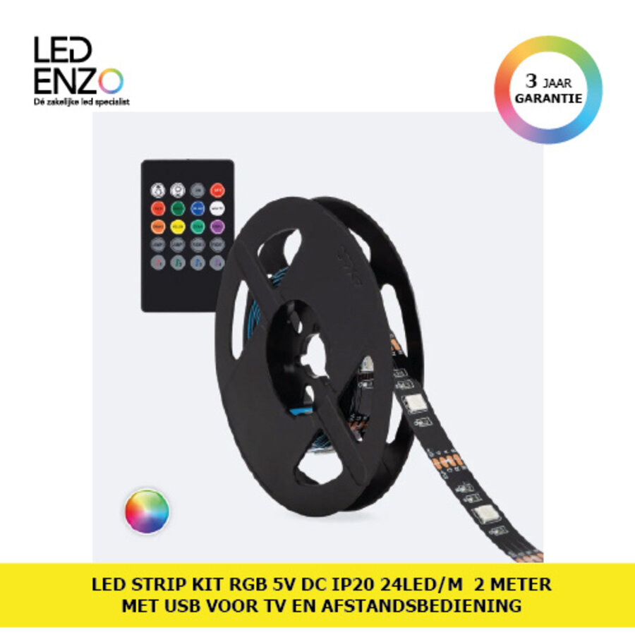 LED Strip Kit RGB 5V DC 24LED/m met USB voor TV 2m IP20-1