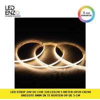 thumb-LED Strip 24V DC COB 320 LED/m 5m IP20 CRI90 Breedte 8mm in te korten om de 5 cm-1