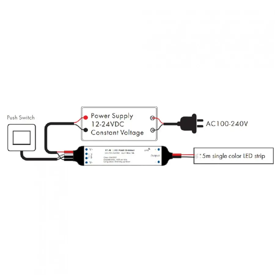 Mini Controller Single Color LED Strip voor RF Afstandsbediening en drukknopbediening-3