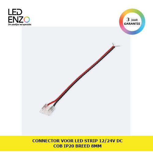 Connector met Kabel voor LED Strip12/24V DC COB IP20 Breed 8mm 