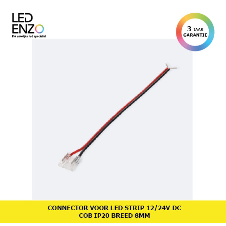 Connector met Kabel voor LED Strip12/24V DC COB IP20 Breed 8mm-2
