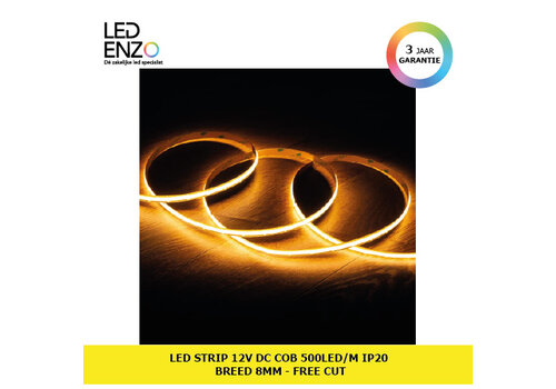 LED Strip 12V DC COB 500 LED/m 5m IP20 Breedte 8mm Free Cut 