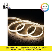 thumb-LED Strip Dimbaar 220V COB 320 LED/m Neutraal Wit IP65 CRI90 Breedte 12mm te knippen om de 50cm-1