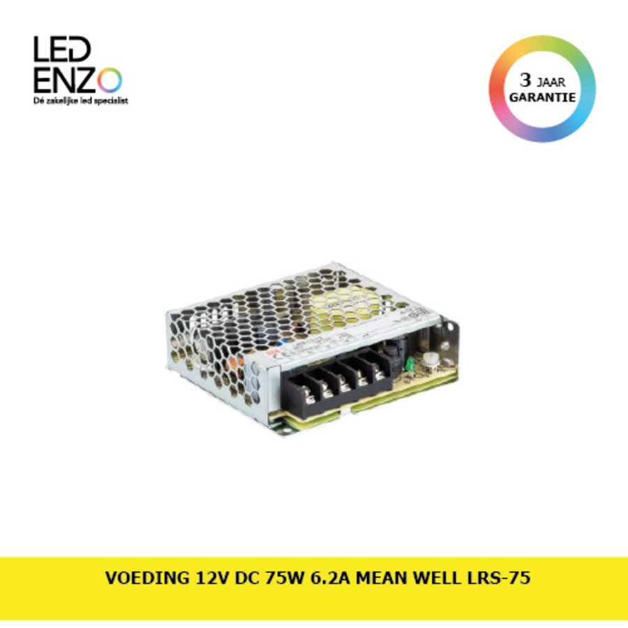 Voeding 12V DC 75W 6.2A MEAN WELL LRS-75-1