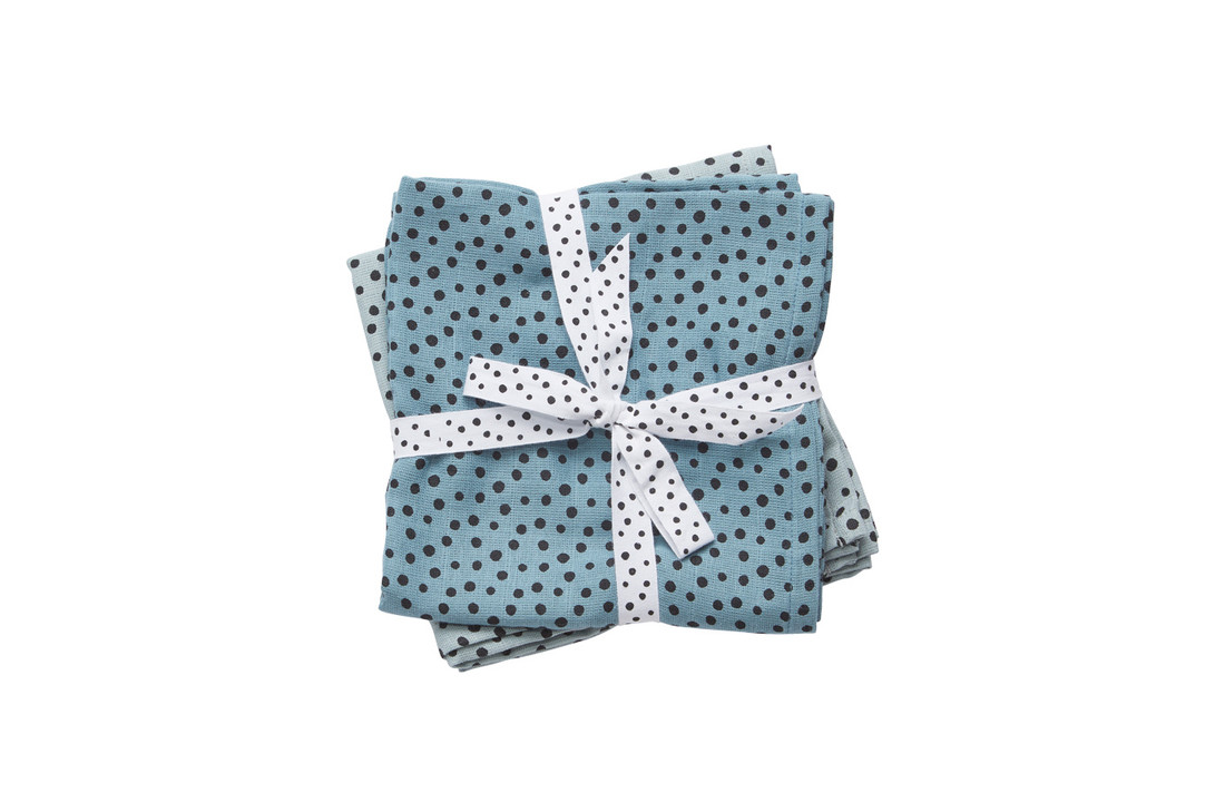 Done by Deer hydrofiele doek (2-pak) - Happy Dots Blauw 70x70