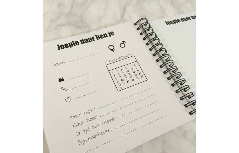 Invulboek Baby Op Komst ZWART - Studijoke