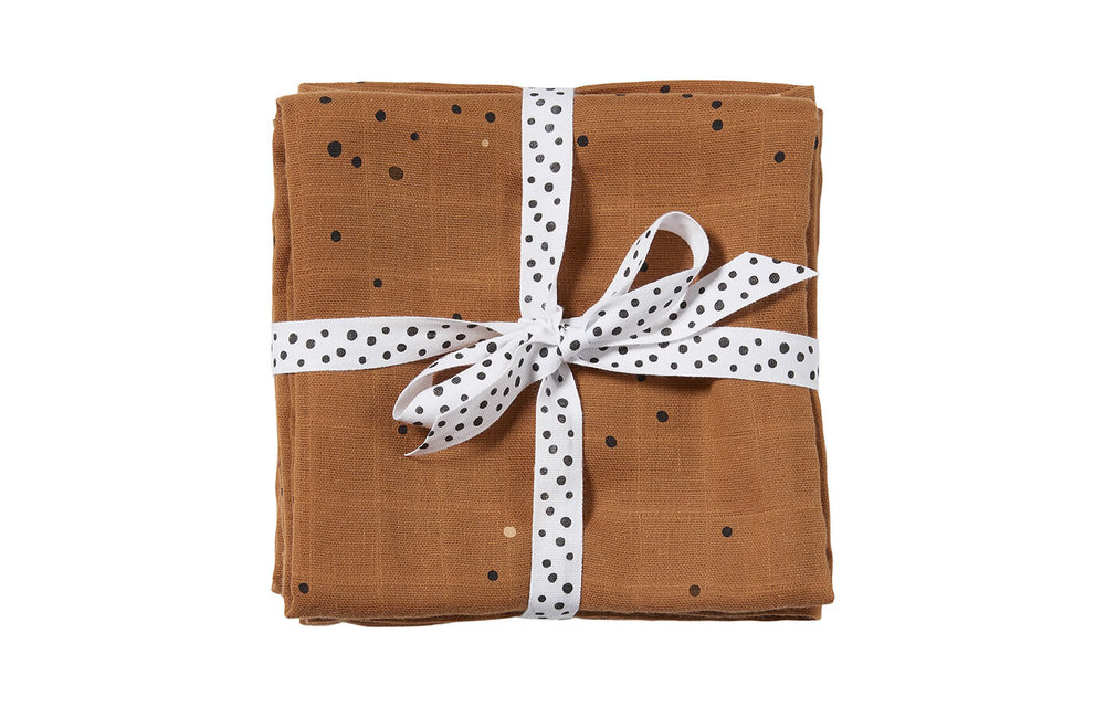Swaddle (2 pak) Dreamy Dots Mosterdgeel - Done by Deer
