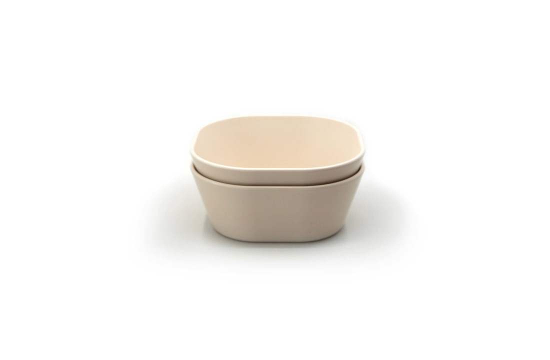 Bowl Vierkant Ivory (2 stuks) - Mushie