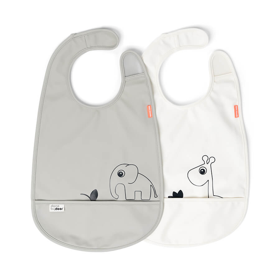 Slabbetjes Deer Friends Grijs/Beige (2 stuks) - Done by Deer