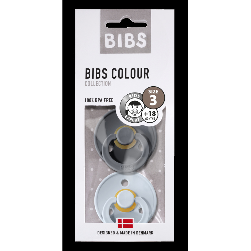 BIBS Fopspeen +18 maand (2-pak) - Iron + Baby Blue