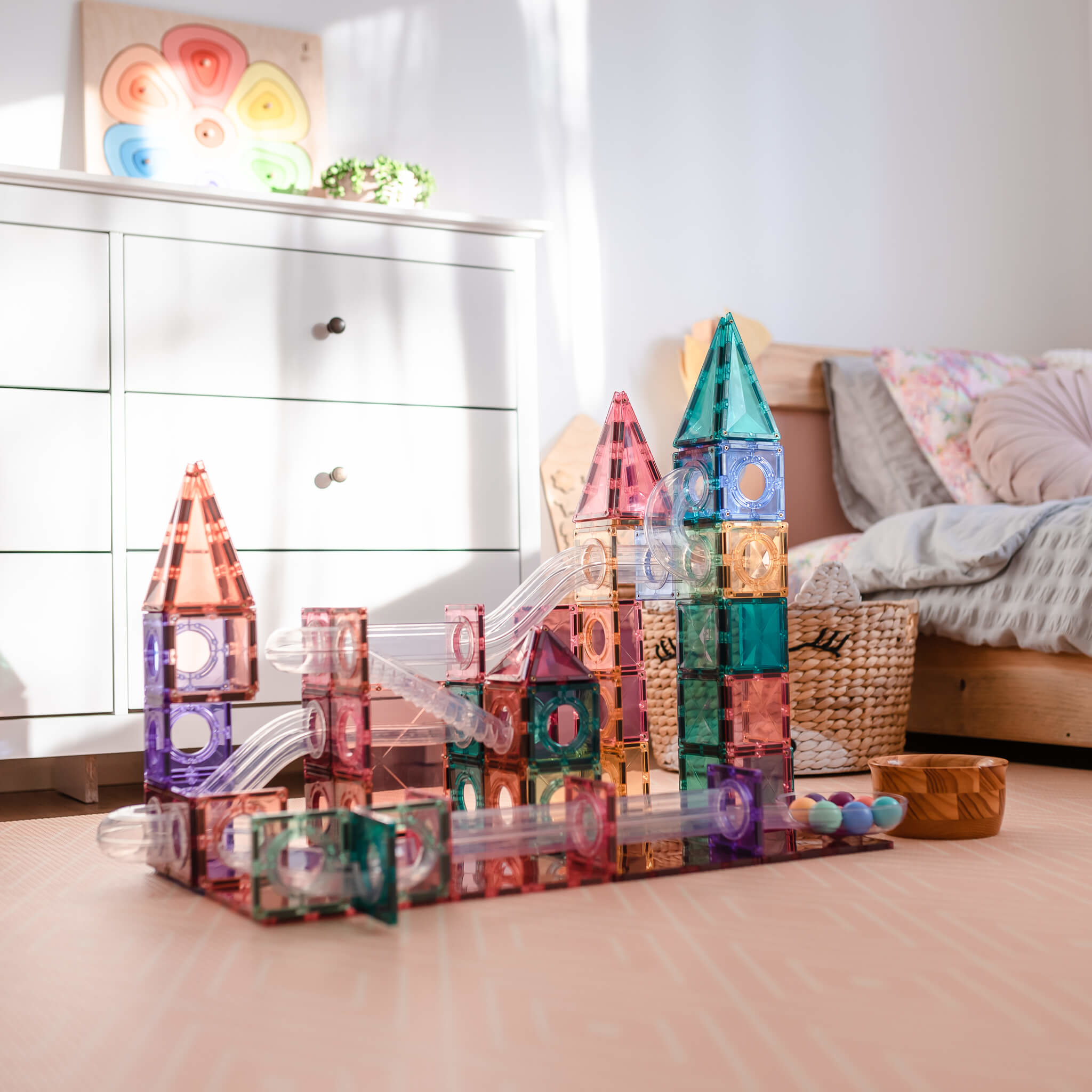 Connetix Tiles Pastel - Ball Run 106 Stuks