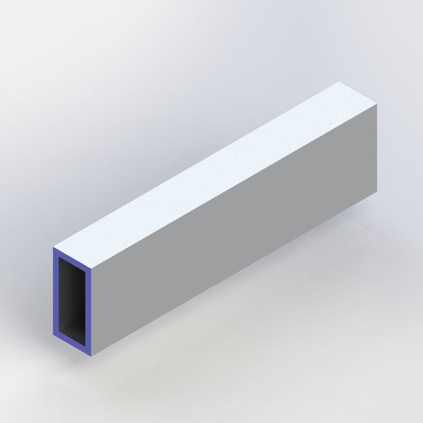  Aluminium koker 40x15x2 mm - rechthoekig